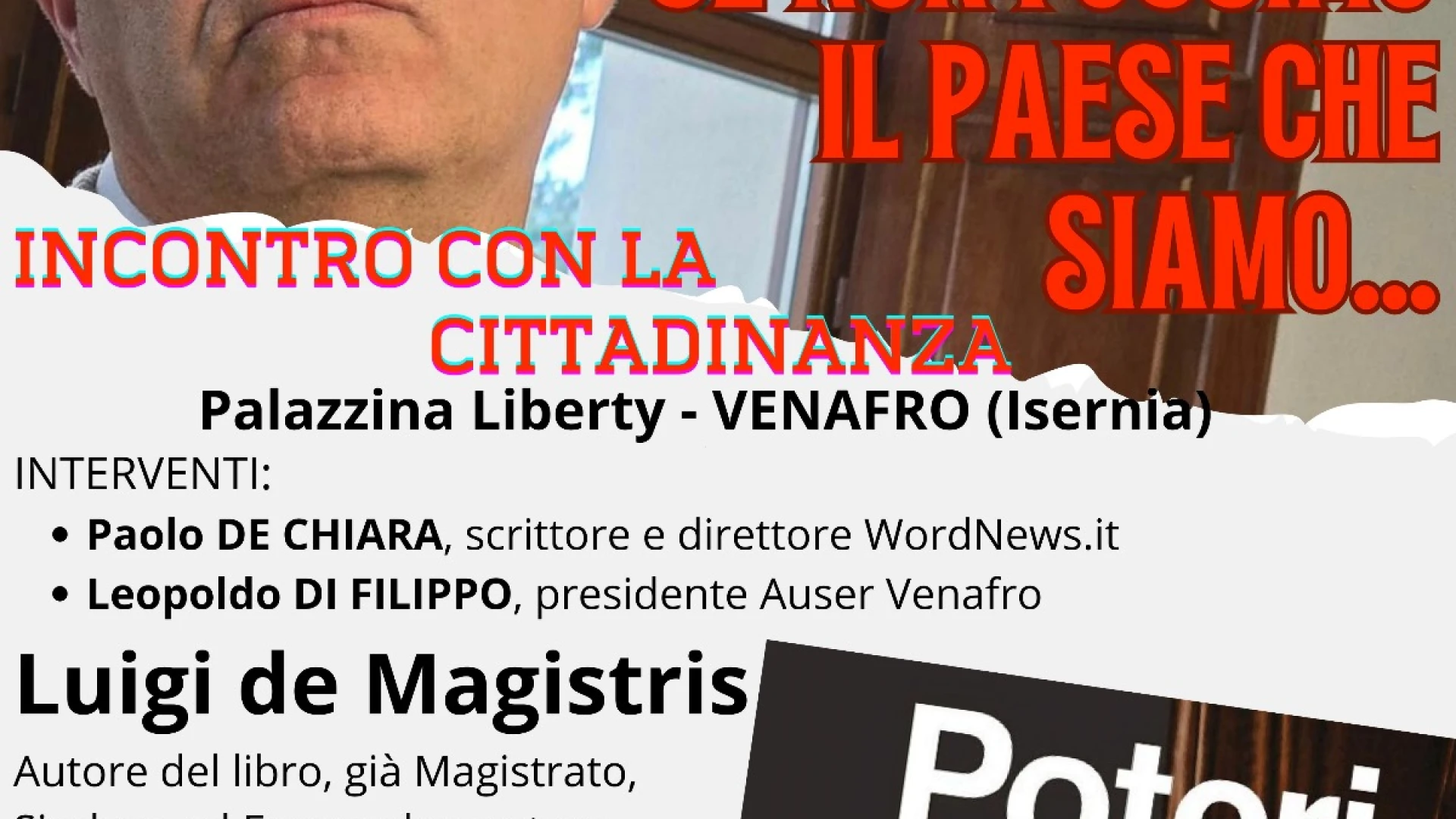 Poteri Occulti": De Magistris presenta il suo libro alla Palazzina Liberty di Venafro